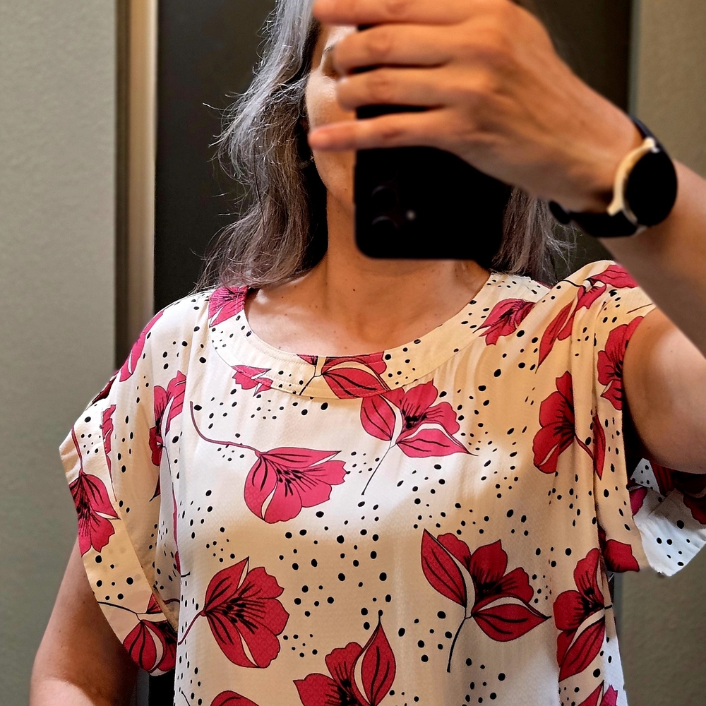 Floral Pink and White Women's Top